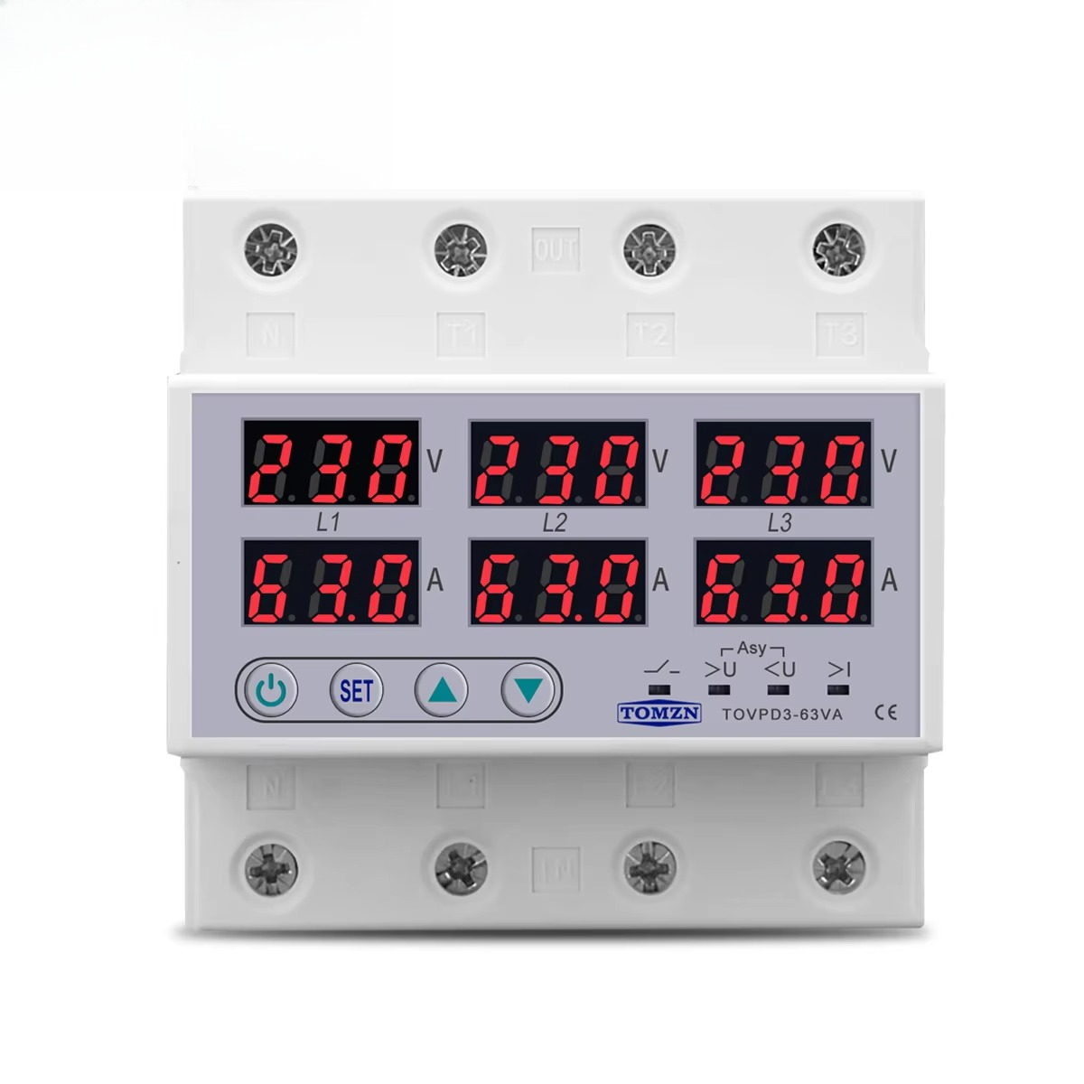 Din Rail Circuit Breaker - 3 Fazlı 3P+N Din Raylı Voltmetre