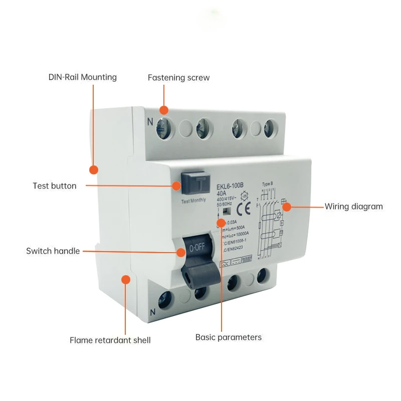 Tip B Toprak Kaçağı Koruma Ana - Din Rail Circuit Breaker incelemesi ve fiyatı